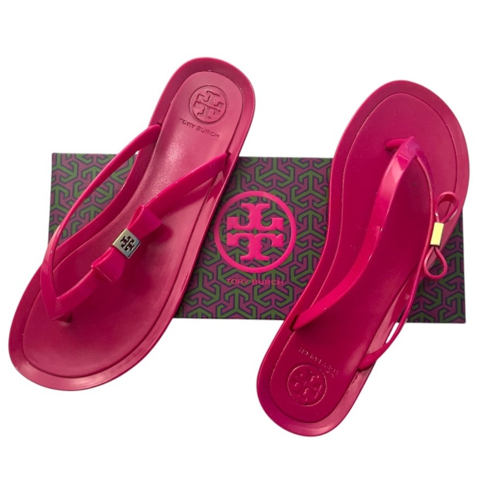 Tory Burch “Michaela” Bow Jelly Flip Flops